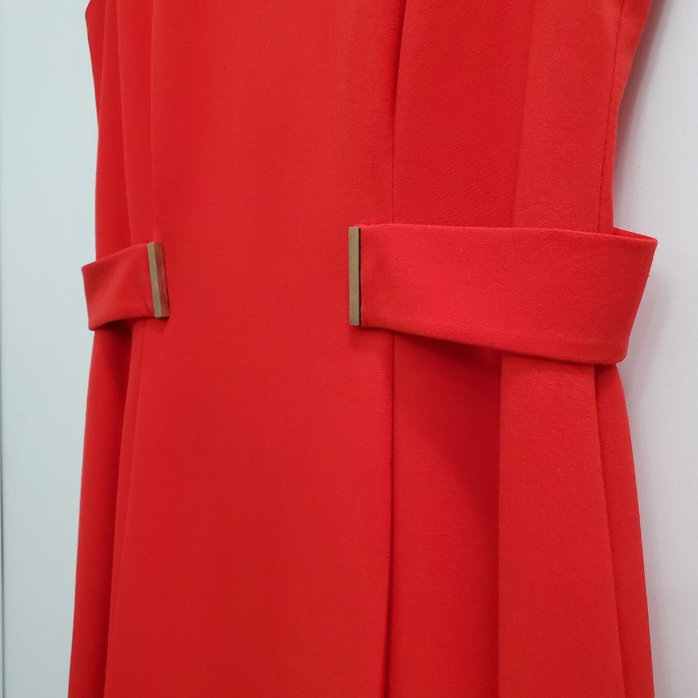 Calvin Klein Blood Orange (Red) Pleated Fully-Lined Dress Size 8 - Picture 4 of 16